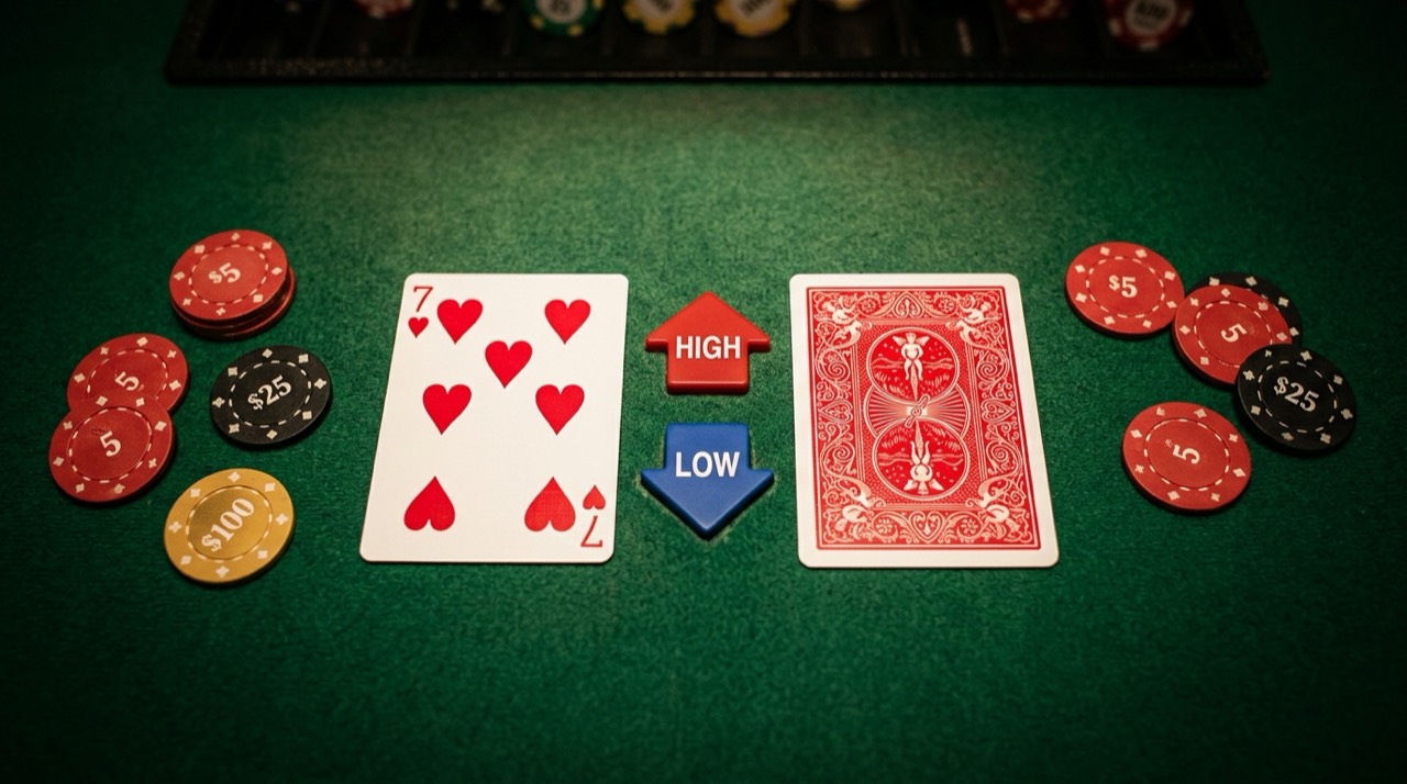 Hi-Lo card game on a casino table